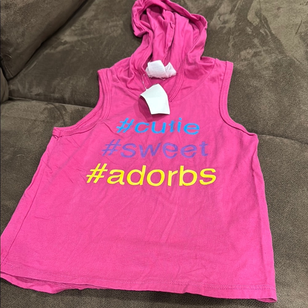 Pink and Blue Hooded Sweatshirt with Hashtag Design